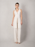Chaleco ivory largo con escote V