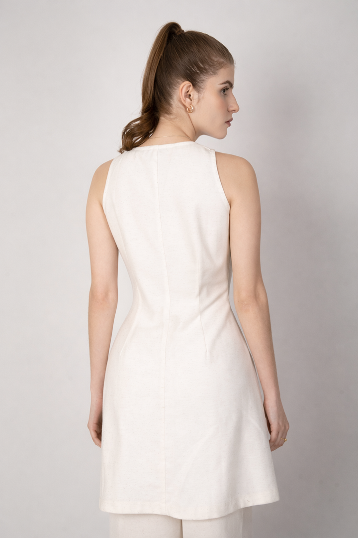 Chaleco ivory largo con escote V