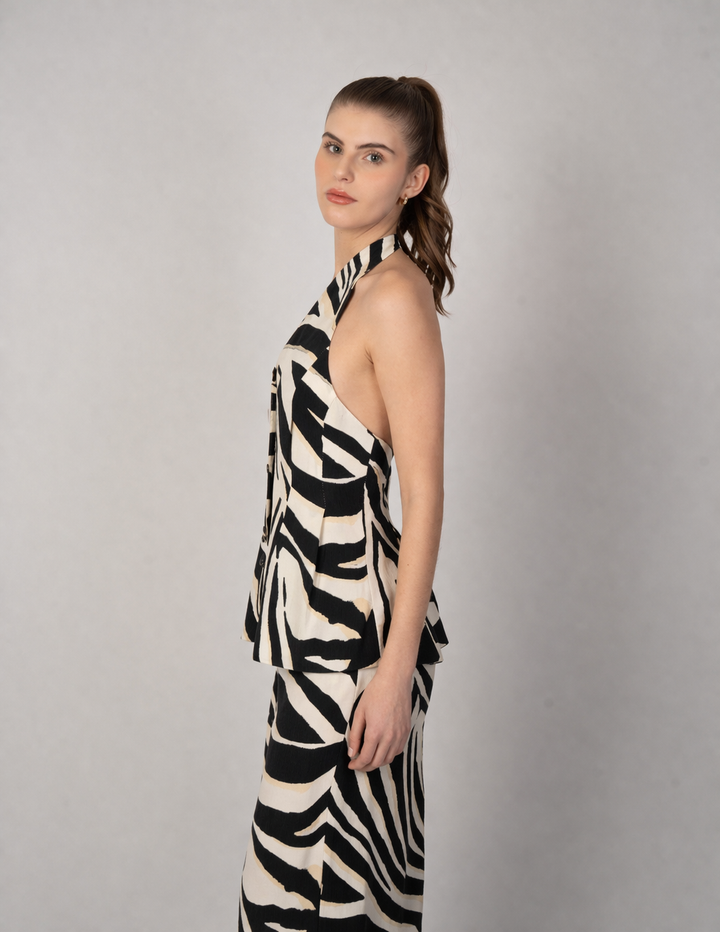 Blusa de cebra tipo halter (Conjunto)