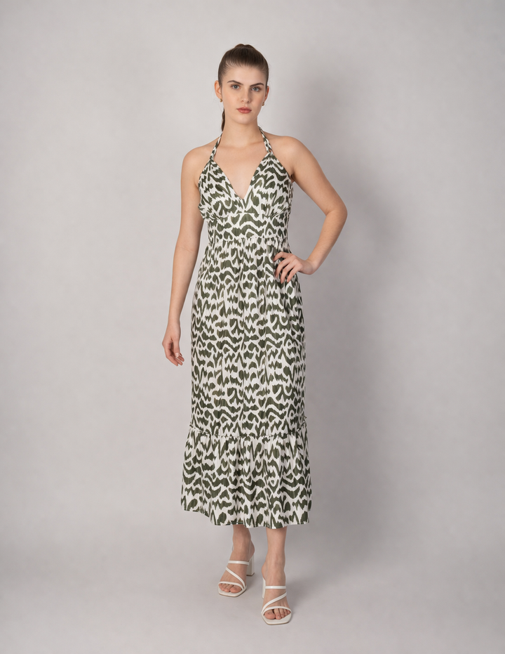 Vestido verde estampado