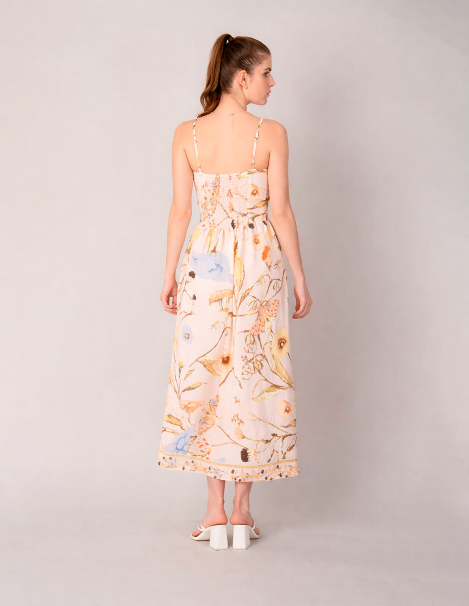 Vestido largo estampado floreado