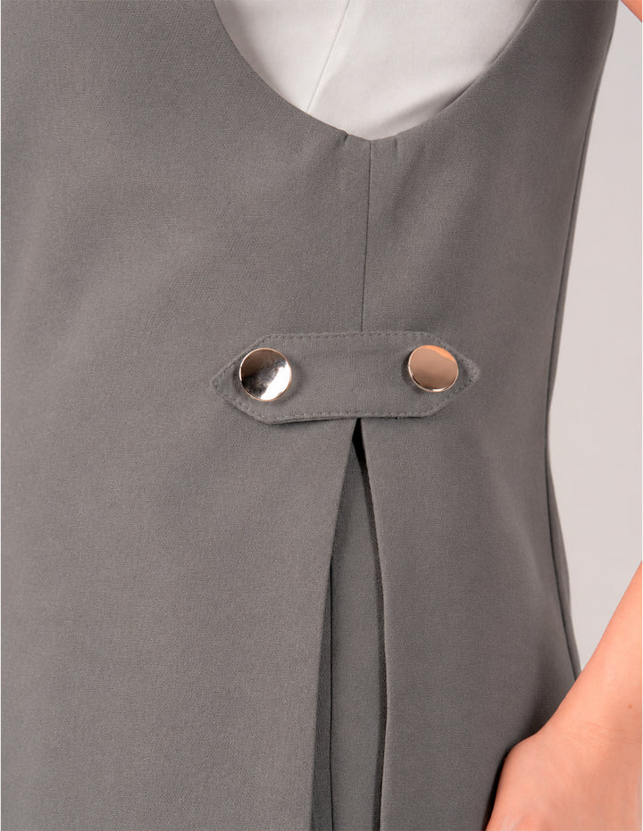 Chaleco largo de un botón (disponible en rosa y gris)