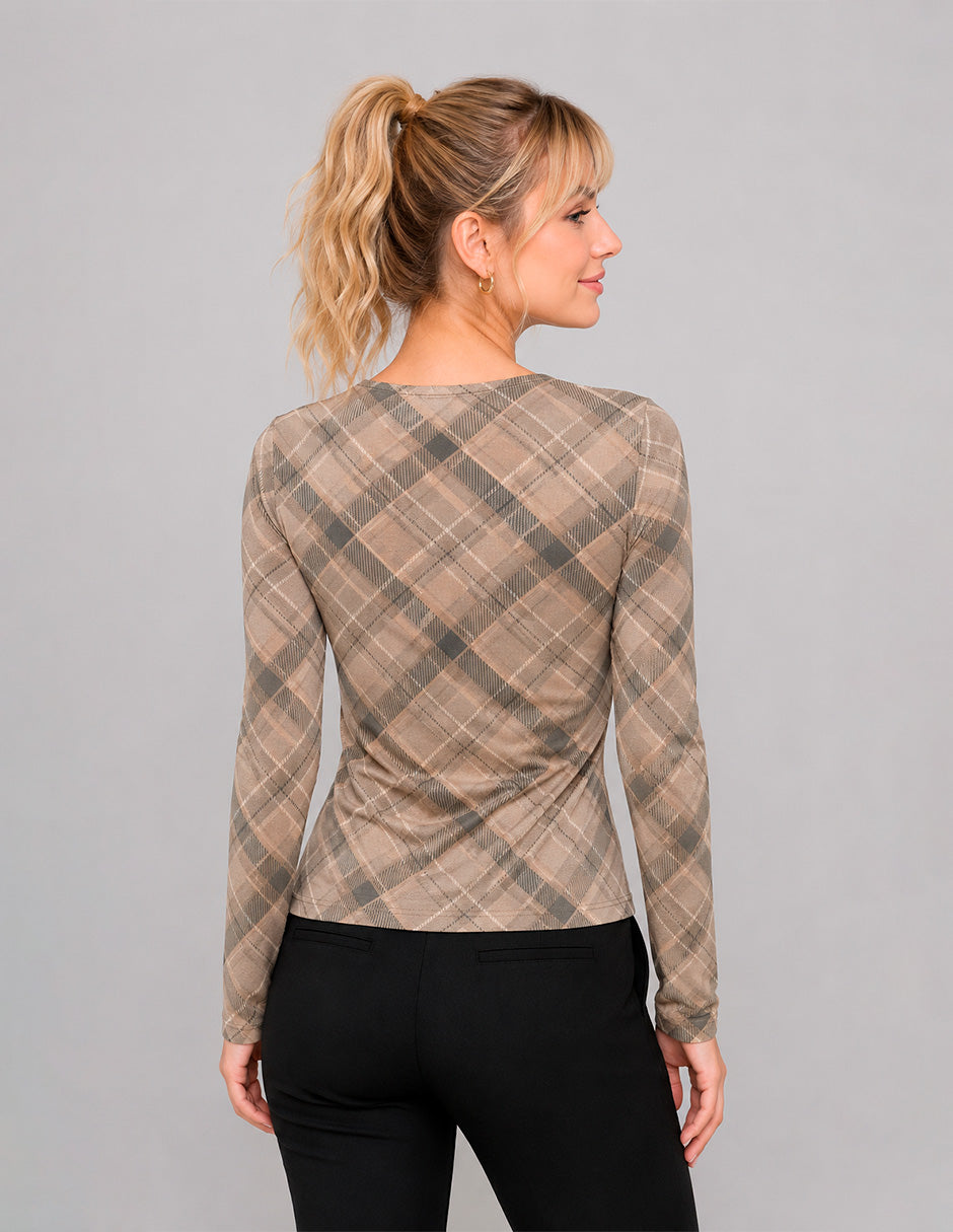 Blusa estampada de manga larga