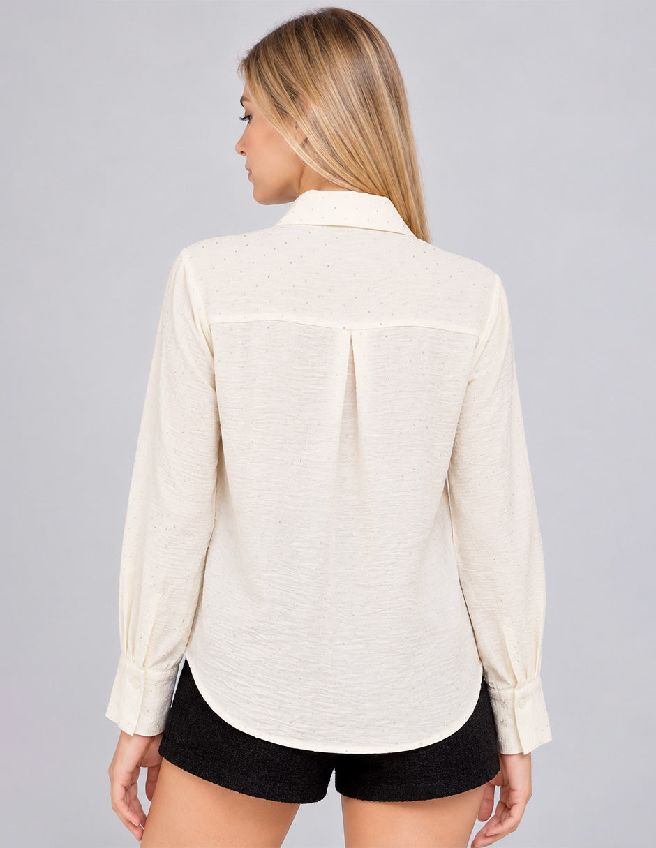 Blusa ivory de vestir y manga larga