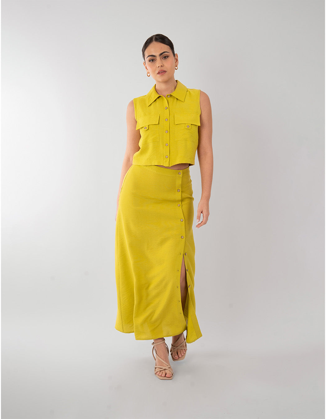 Falda amarilla larga (Conjunto)