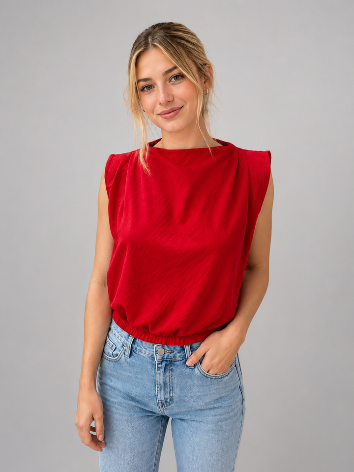 Blusa roja de vestir sin mangas