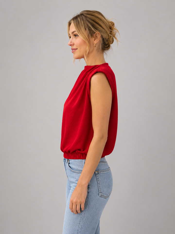 Blusa roja de vestir sin mangas