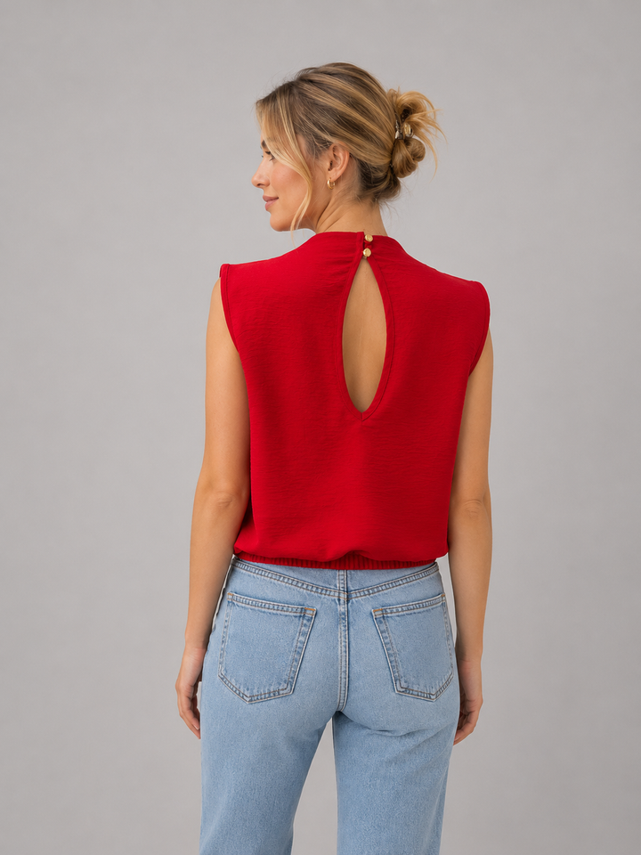 Blusa roja de vestir sin mangas