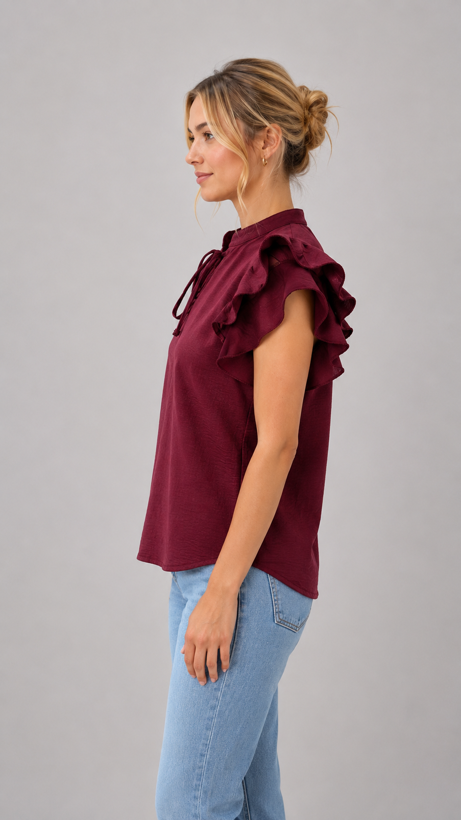 Blusa vino de manga corta