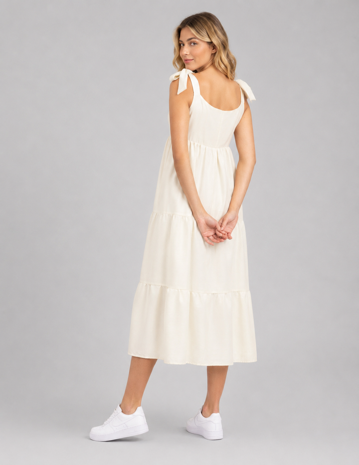 Vestido crema largo sin mangas