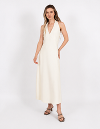 Vestido ivory con cuello halter