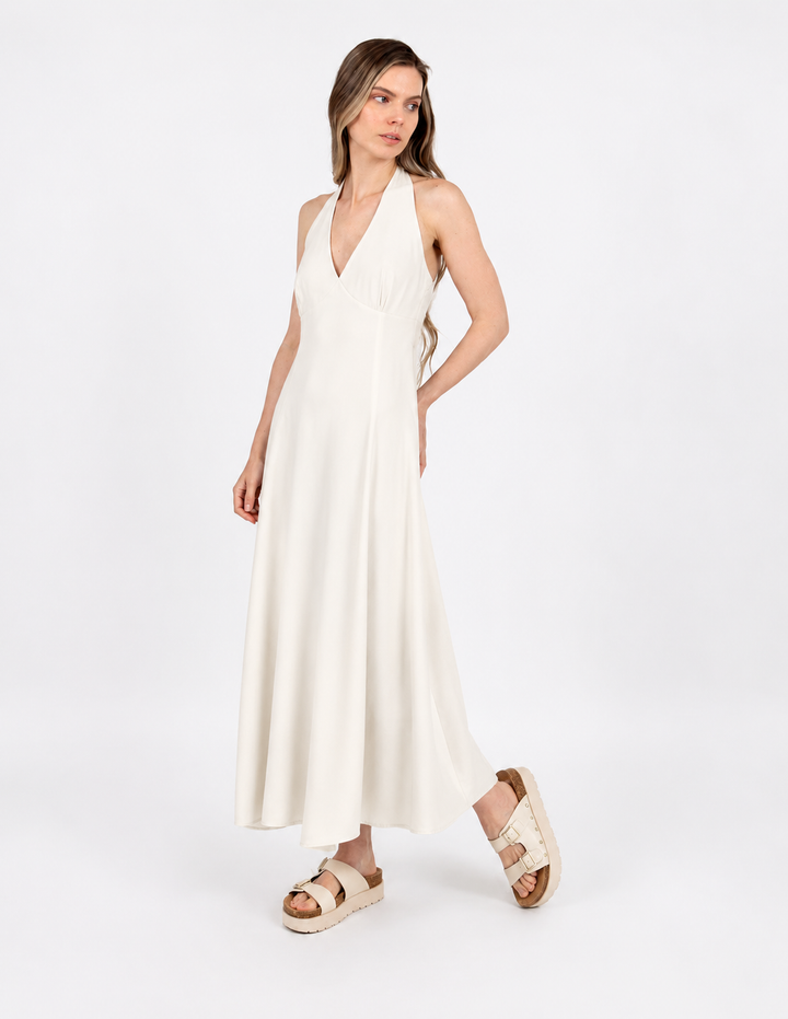 Vestido ivory con cuello halter
