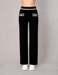 Pantalón negro con detalles de contraste blanco (Conjunto)