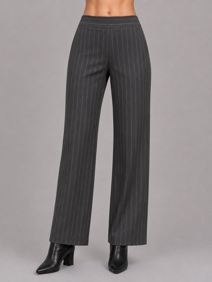 Pantalón de rayas gris de talle alto