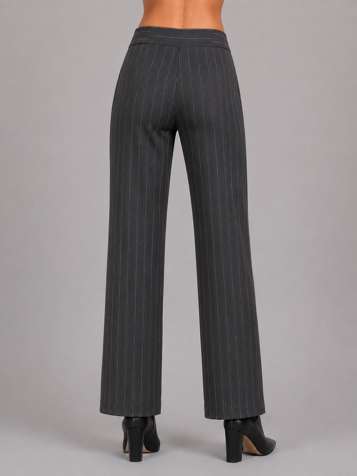 Pantalón de rayas gris de talle alto