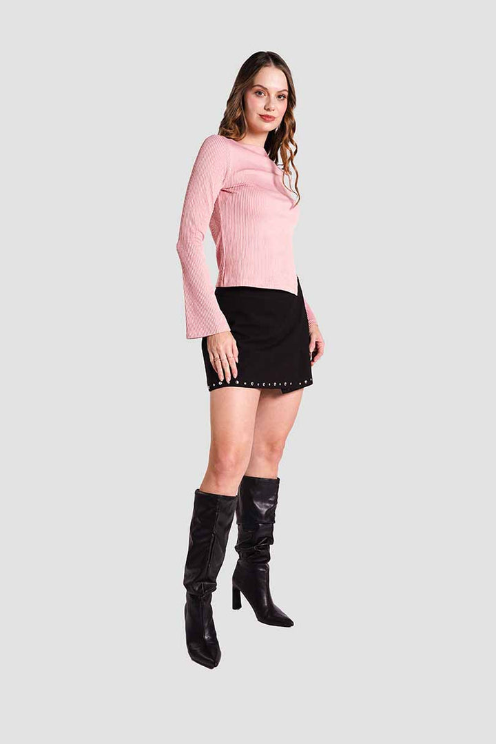 Blusa rosa de manga larga