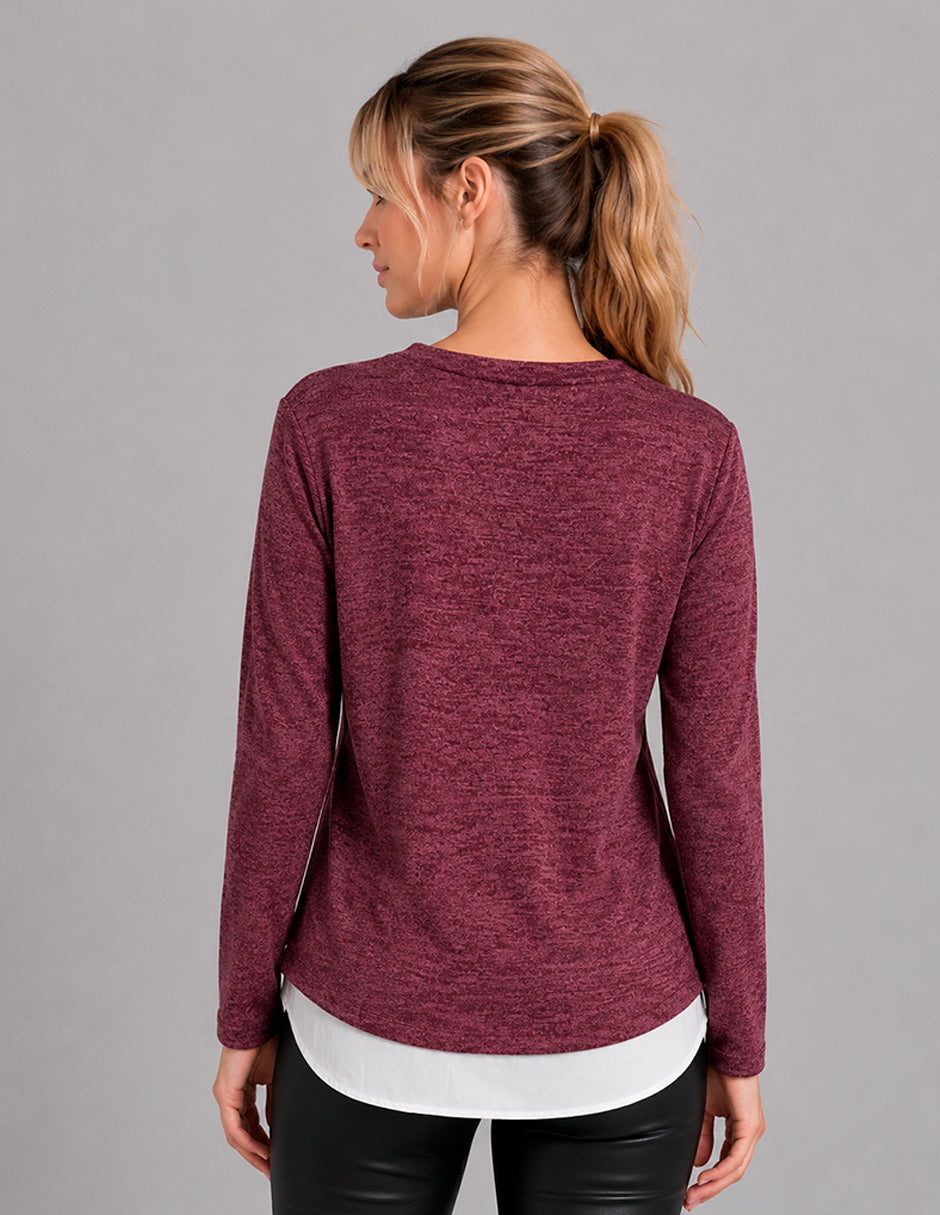 Blusa tipo suérte (disponible en vino y gris claro)