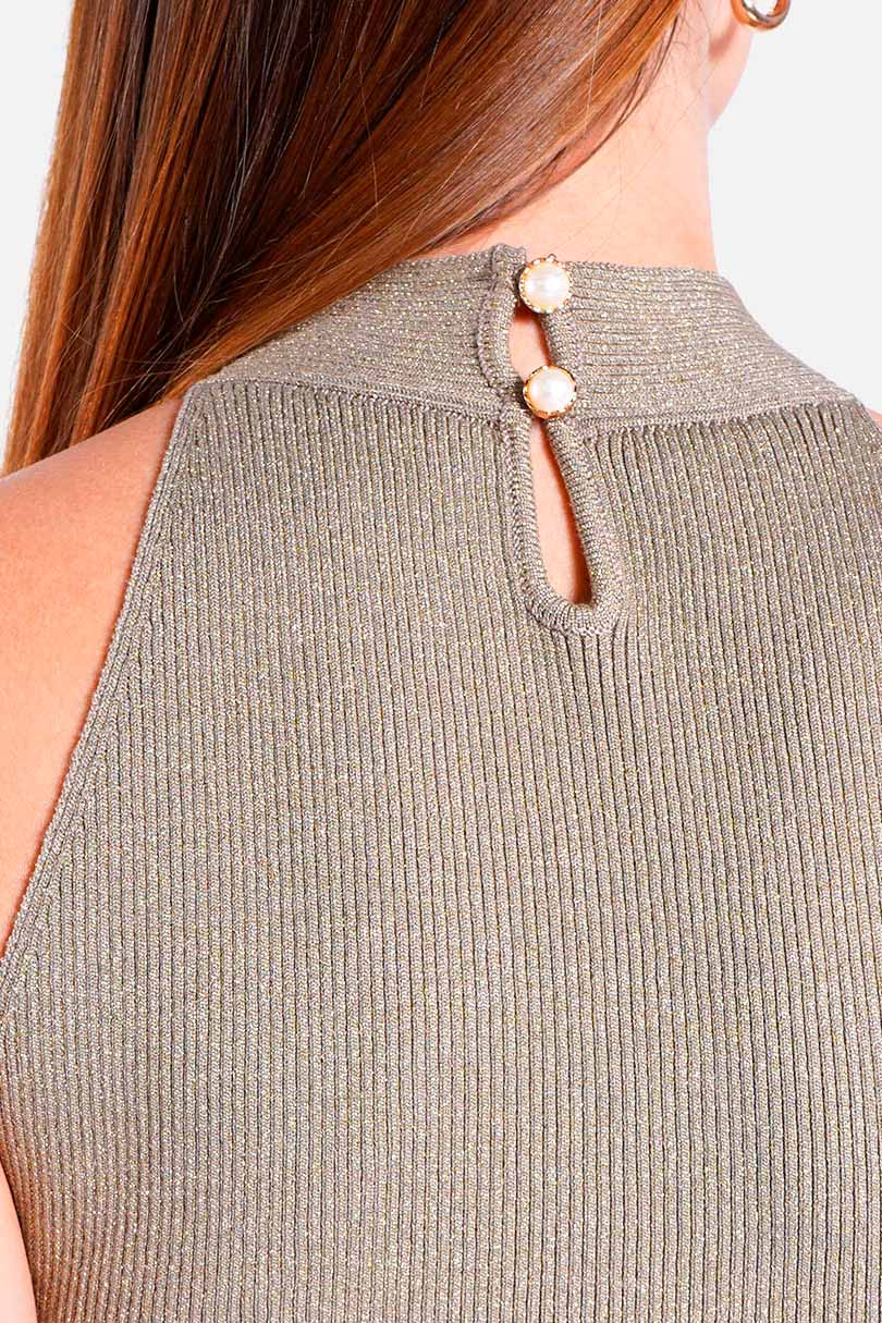 Blusa oro tipo halter