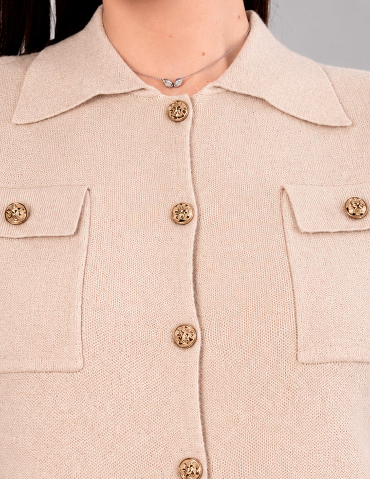 Blusa beige de tejido de punto (Conjunto)