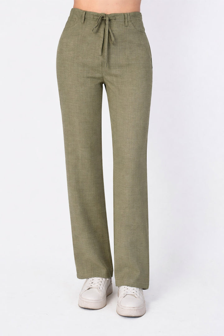 Pantalón verde olivo con jareta en la cintura (Conjunto)