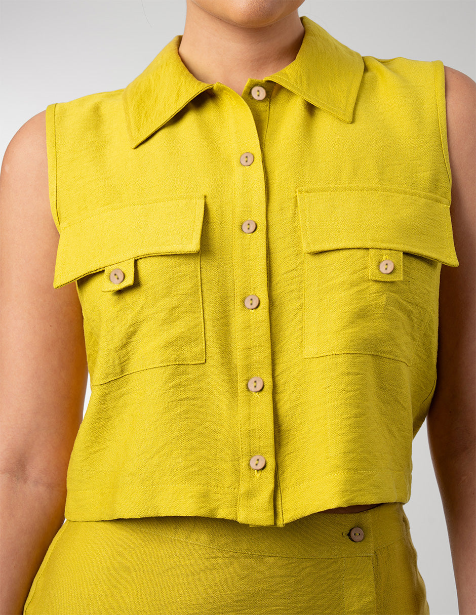 Chaleco amarillo con botones (Conjunto)