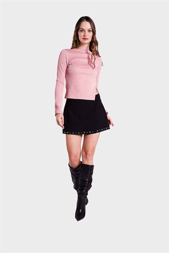 Blusa rosa de manga larga
