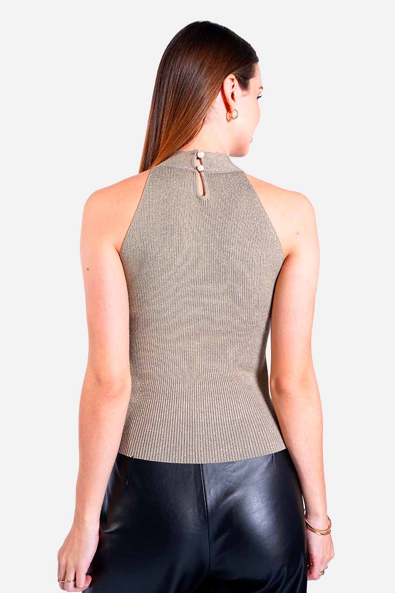 Blusa oro tipo halter