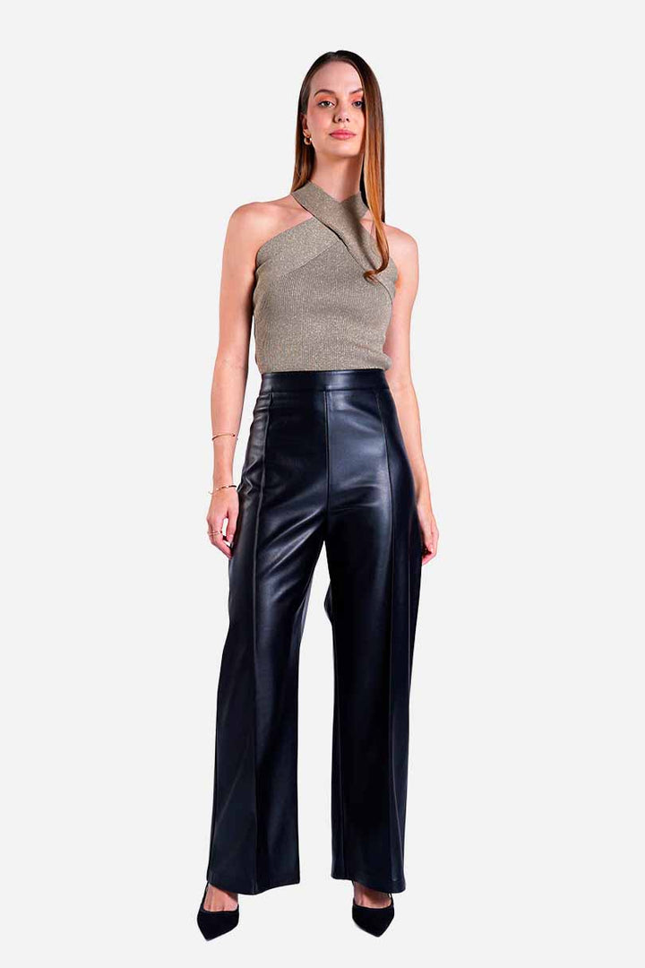 Blusa oro tipo halter