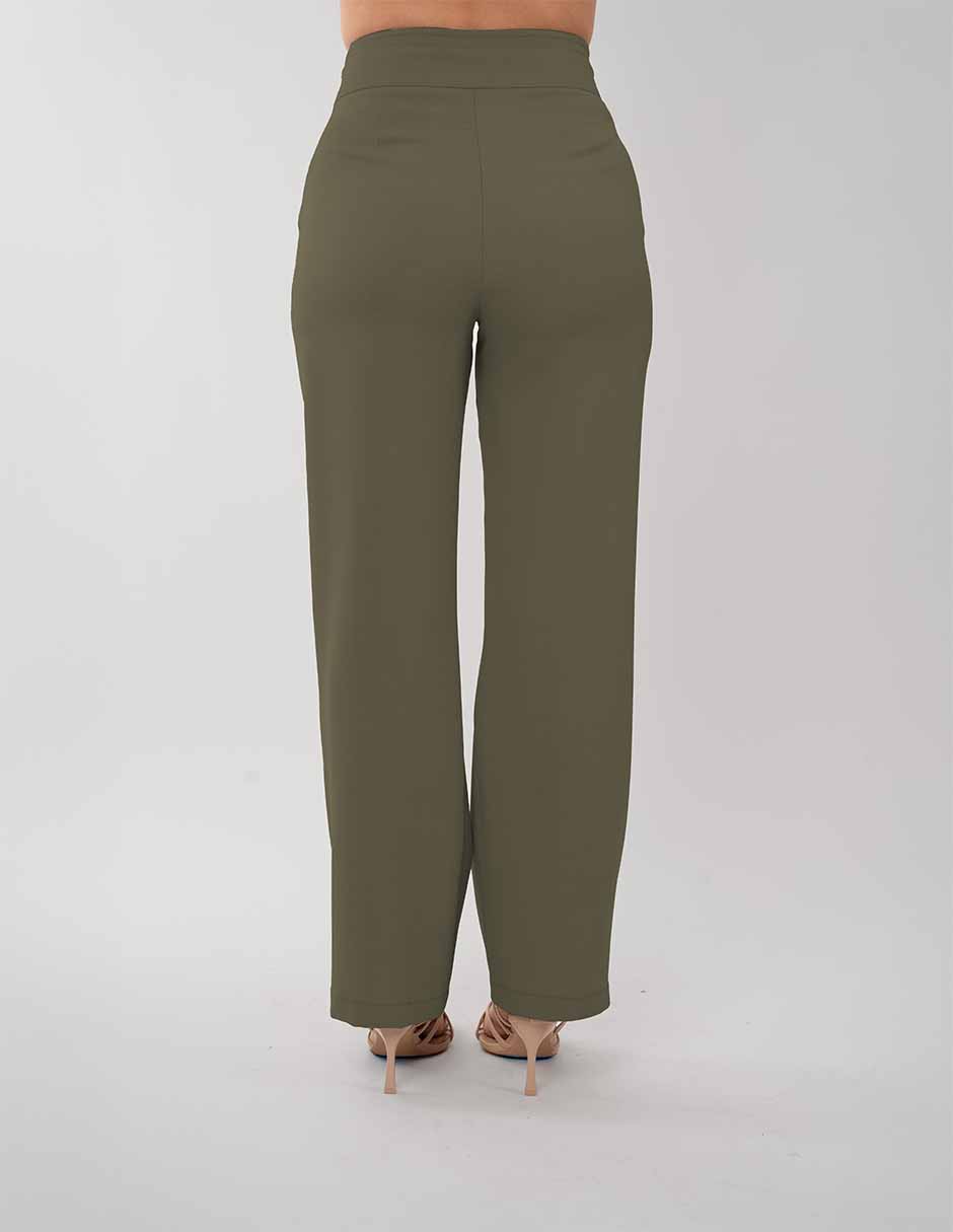 Pantalón de vestir con detalle de hebilla (disponible en beige/ verde)