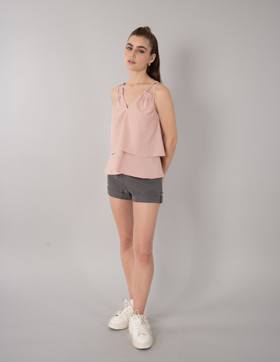 Short de vestir gris texturizado