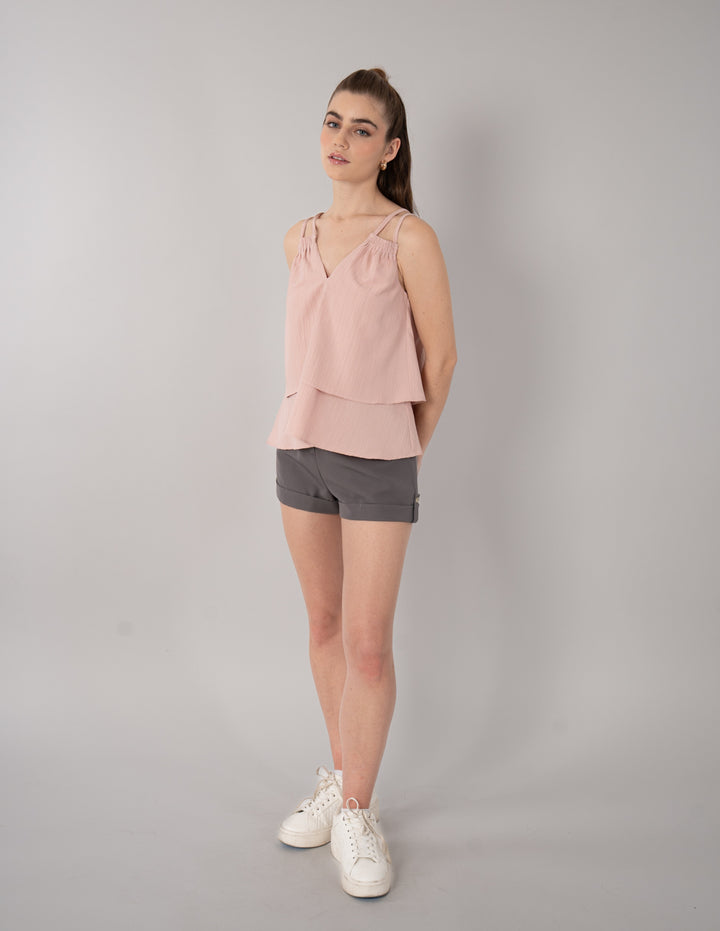 Short de vestir gris texturizado