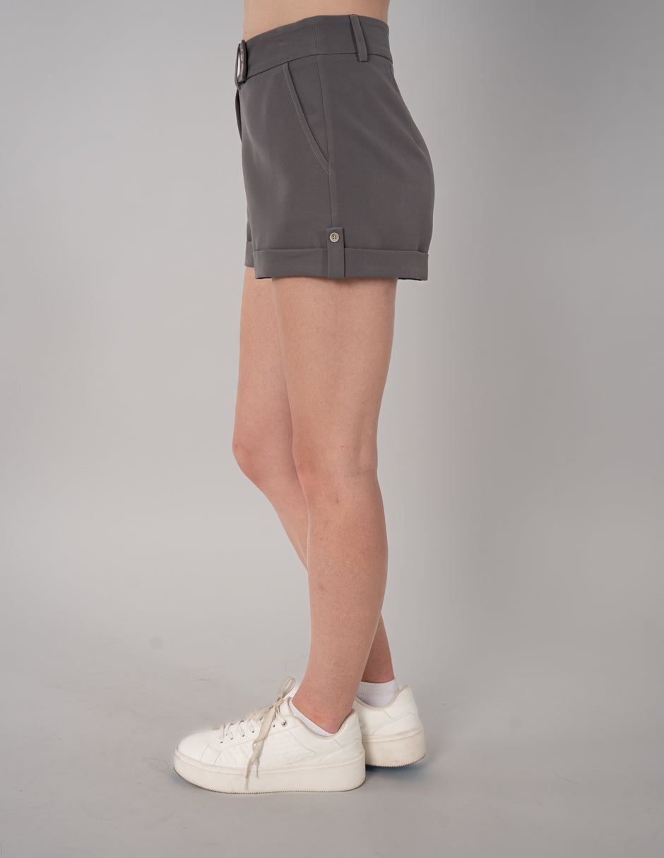 Short de vestir gris texturizado