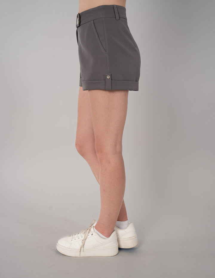 Short de vestir gris texturizado