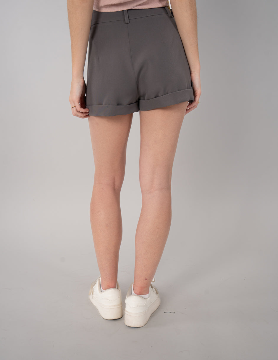 Short de vestir gris texturizado