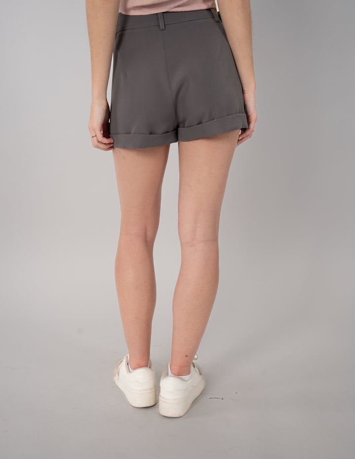 Short de vestir gris texturizado