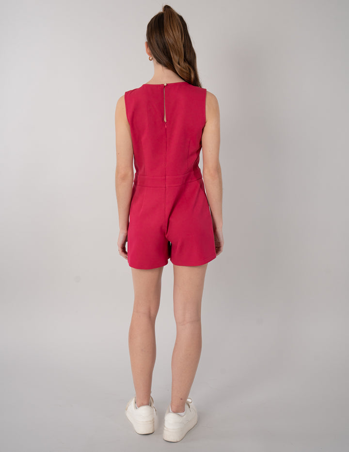 Jumpsuit corto rosa y azul demin