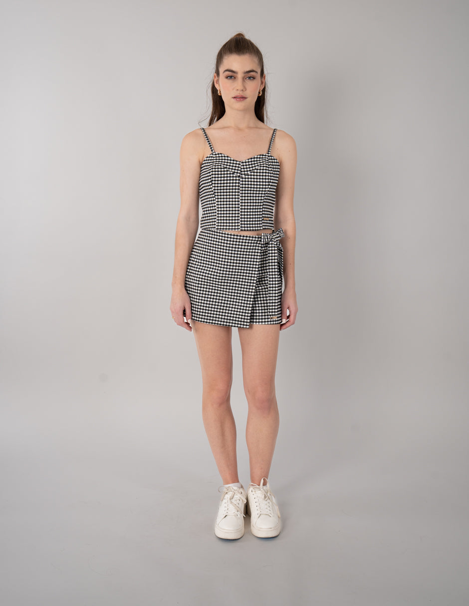 Blusa tipo top de diseño de cuadros (Conjunto)