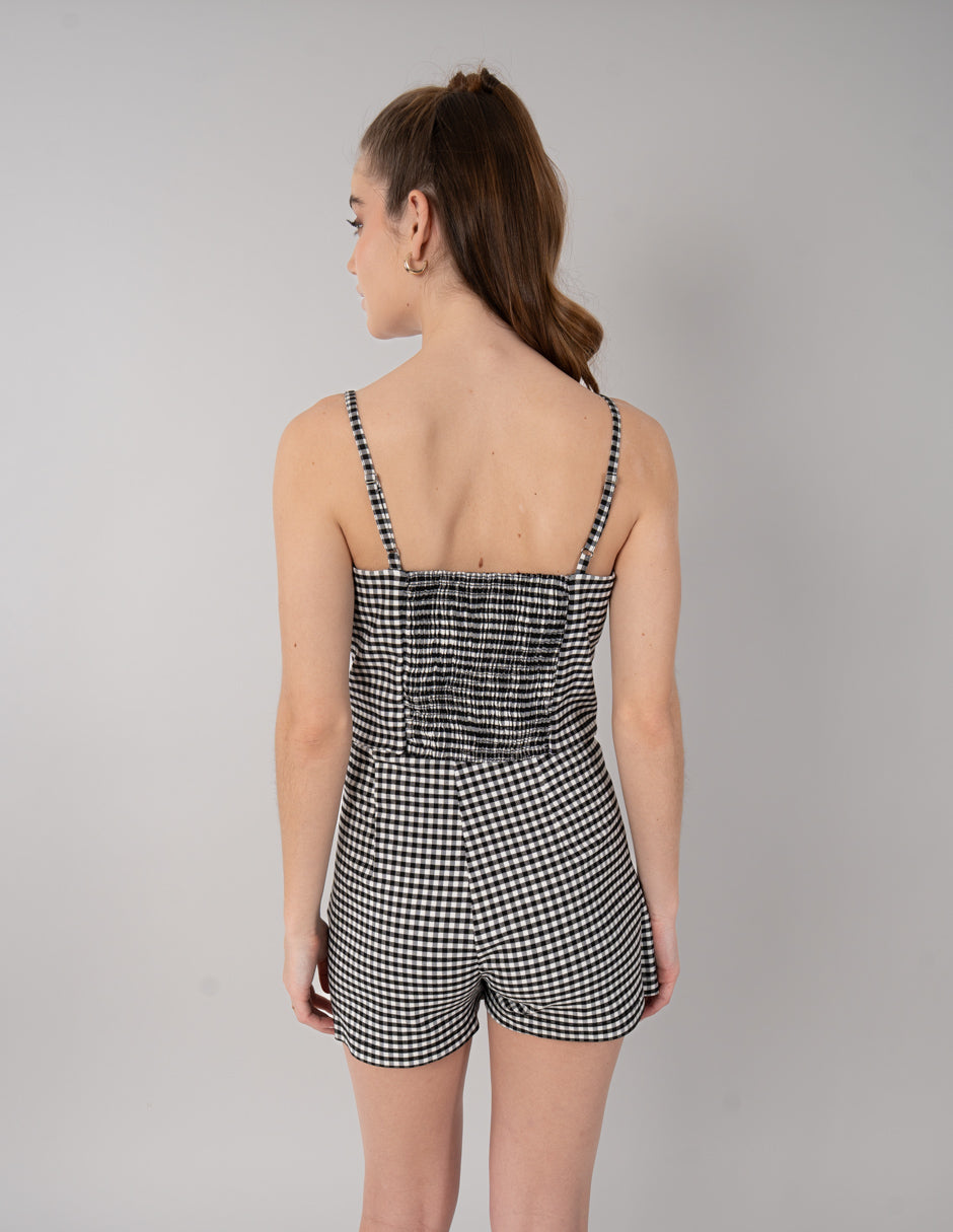 Blusa tipo top de diseño de cuadros (Conjunto)