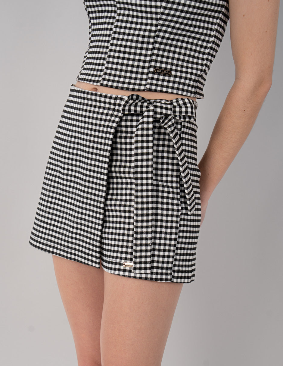 Short falda con diseño de cuadros (Conjunto)