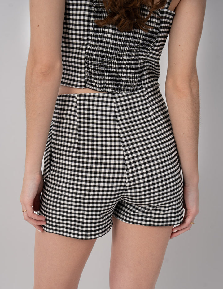 Short falda con diseño de cuadros (Conjunto)
