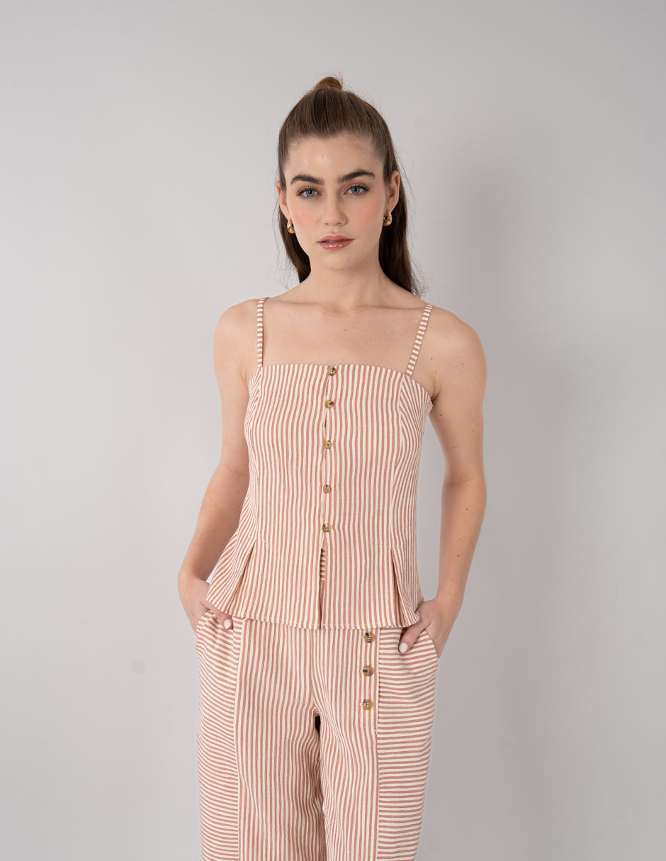 Top estampado con botones (Conjunto)