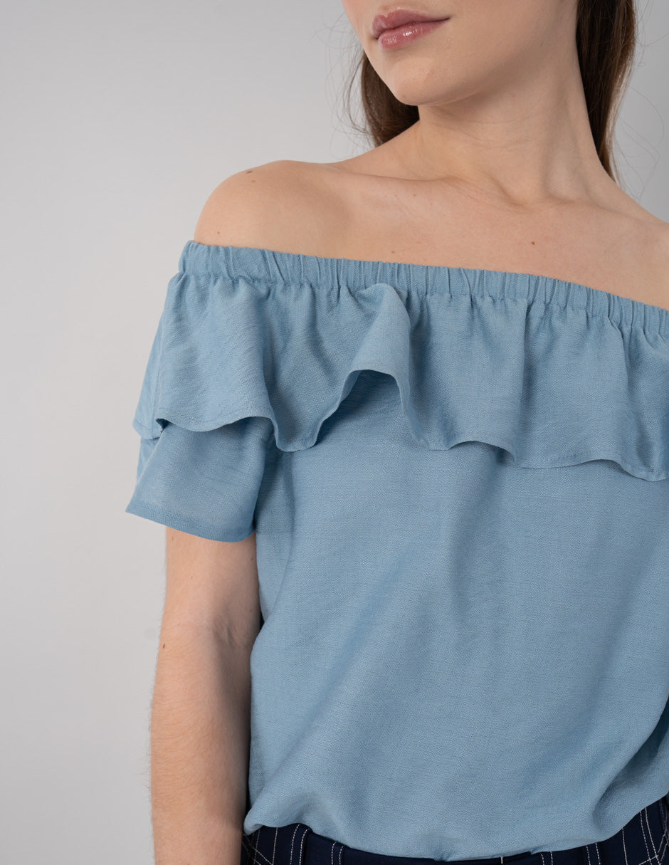 Blusa azul off shoulder