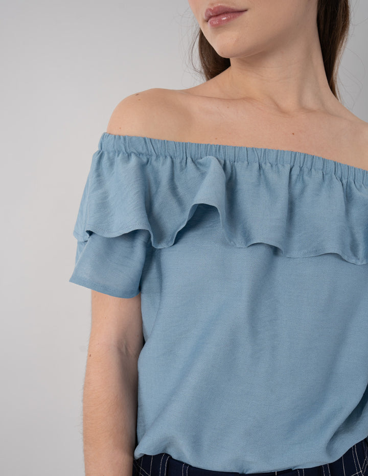 Blusa azul off shoulder