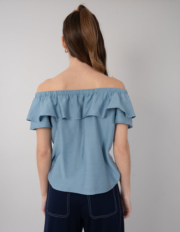 Blusa azul off shoulder