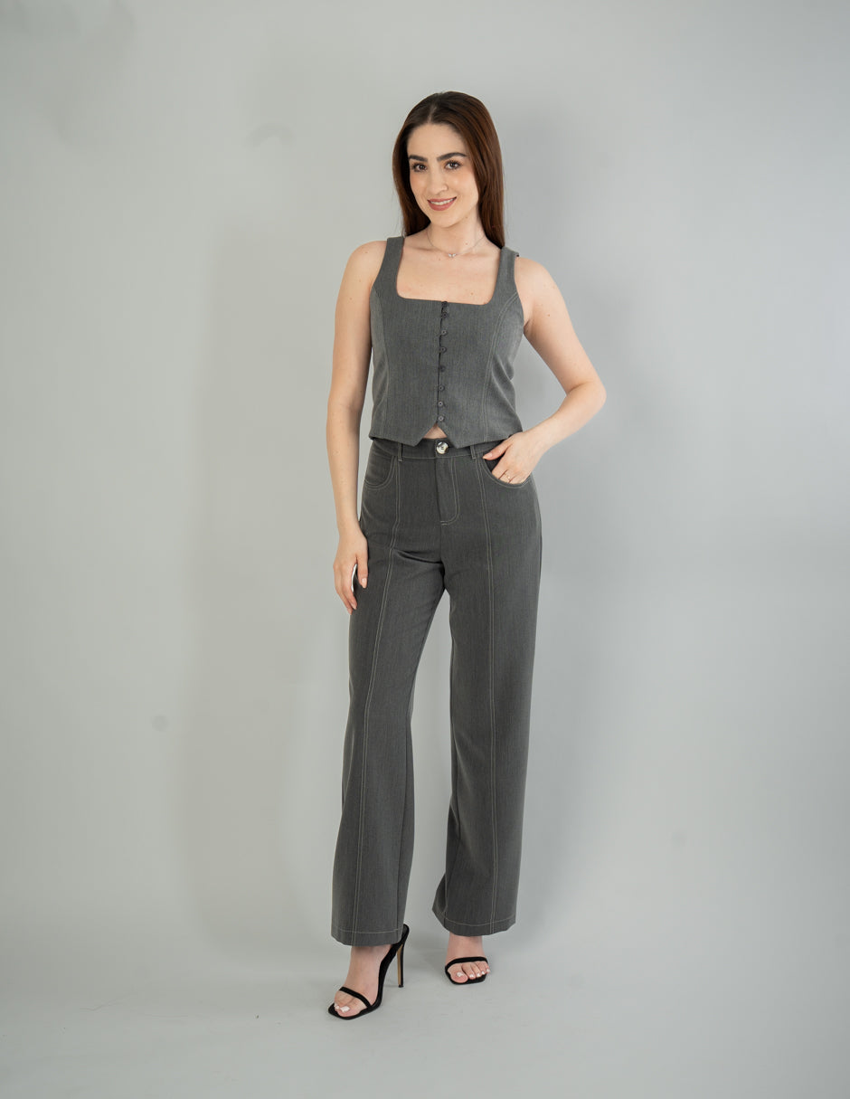 Chaleco tipo top de vestir gris