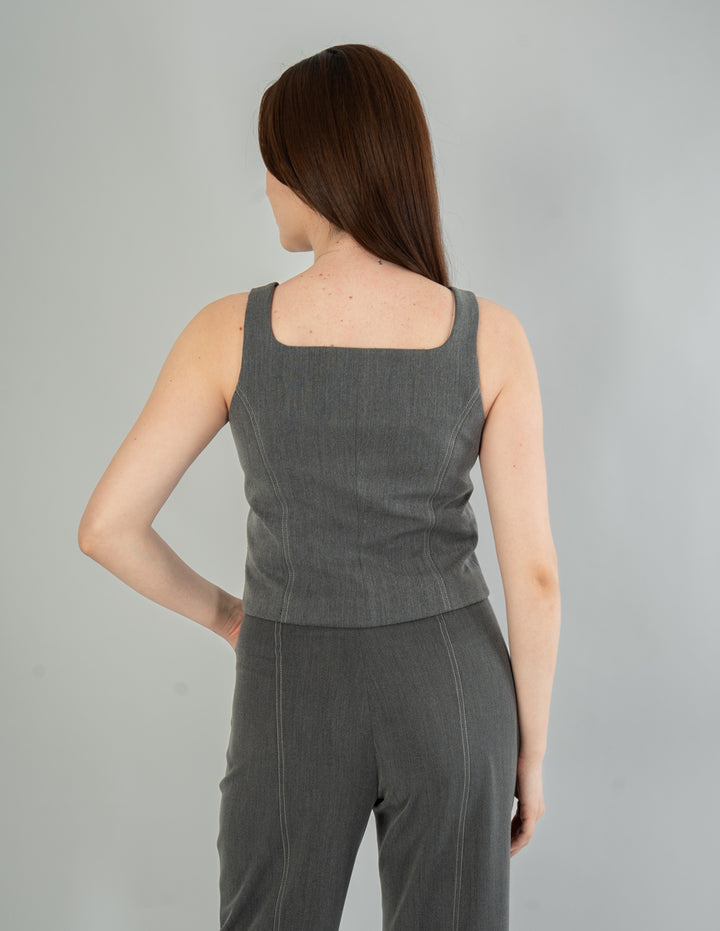 Chaleco tipo top de vestir gris