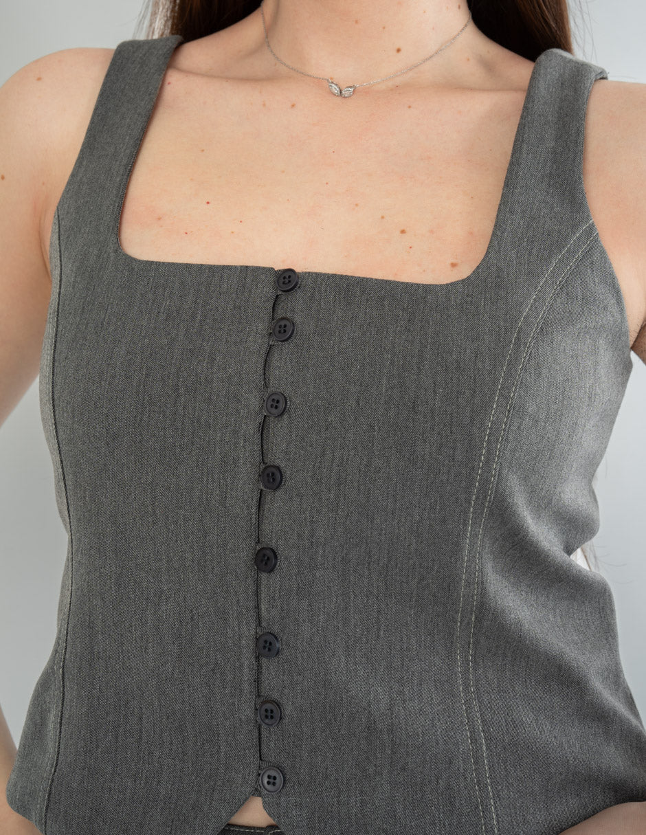Chaleco tipo top de vestir gris