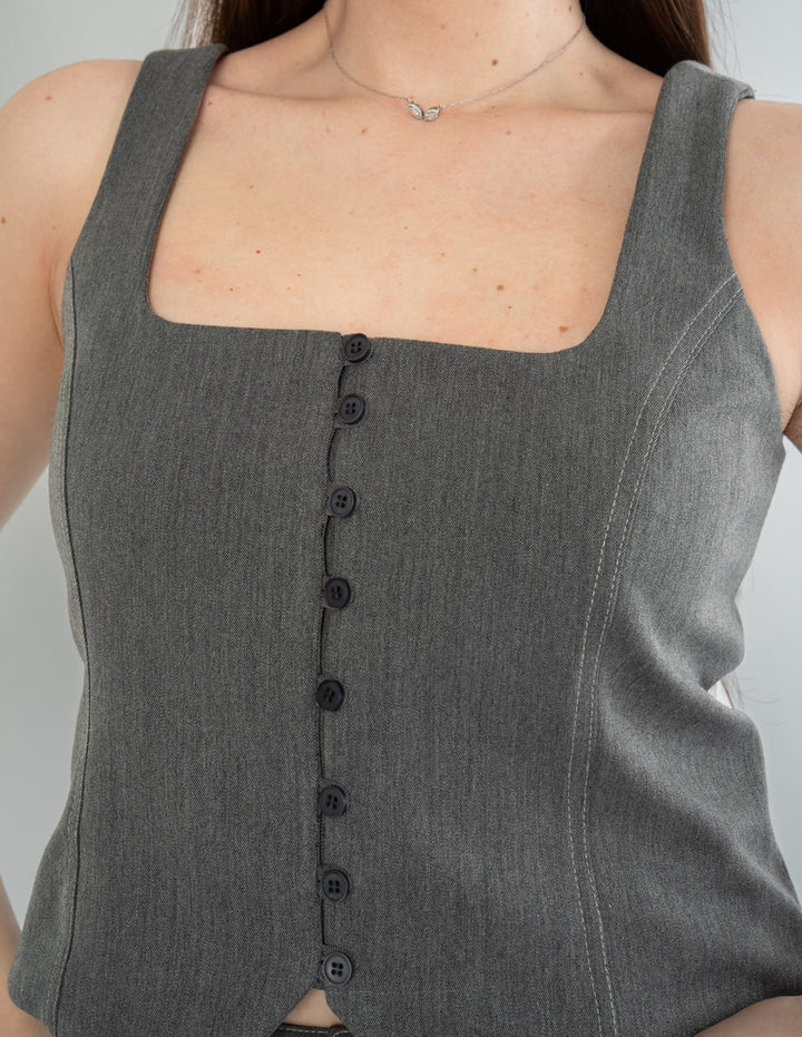 Chaleco tipo top de vestir gris
