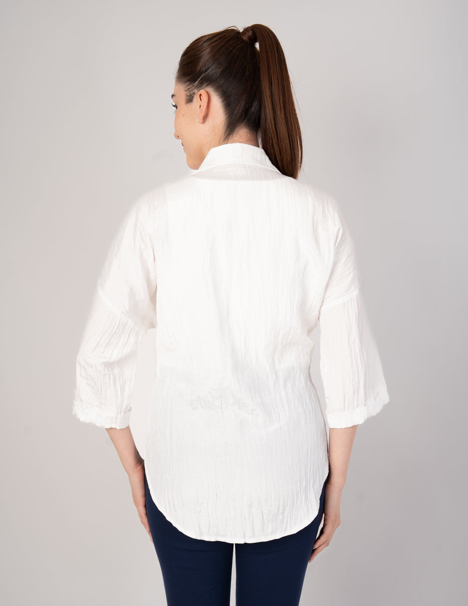Blusa ivory tipo camisera de mangas 3/4