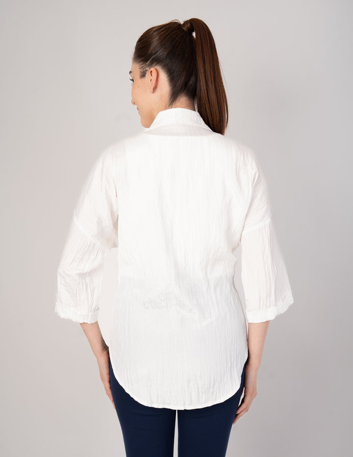 Blusa ivory tipo camisera de mangas 3/4